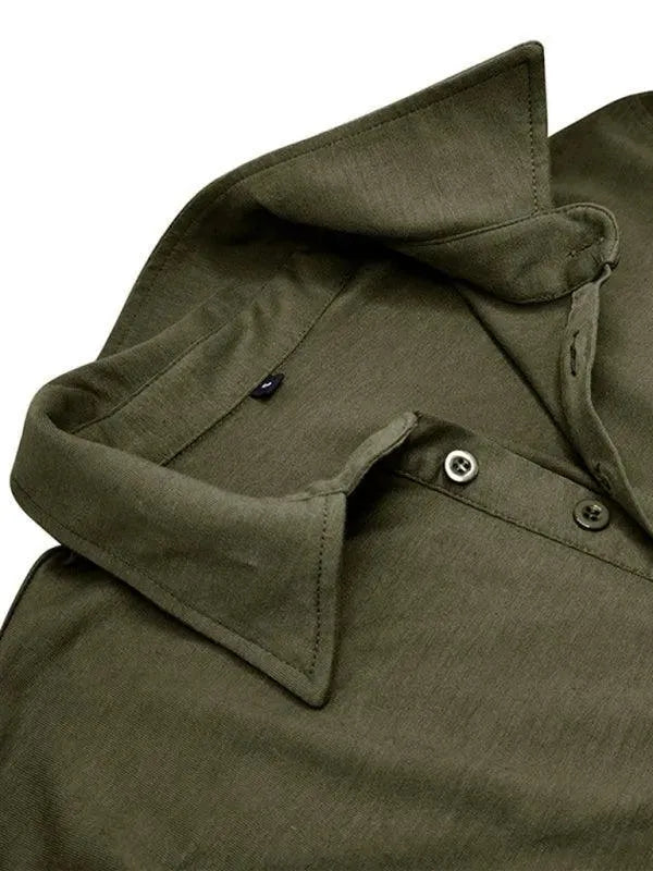 LeStyleParfait Men's T-Shirts Casual Polo Plain-Solid Long Sleeves-Polo Shirt