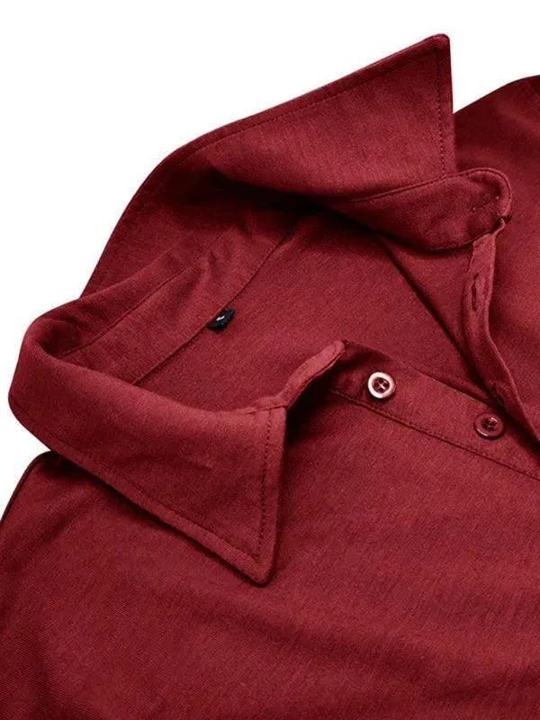 LeStyleParfait Men's T-Shirts Casual Polo Plain-Solid Long Sleeves-Polo Shirt