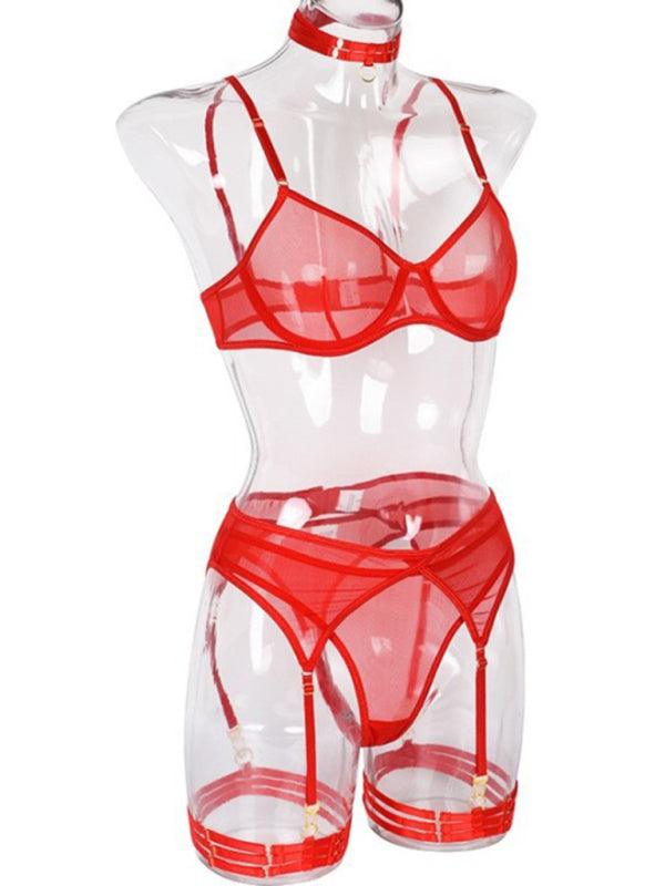 Solid Mesh Ladies Lingerie Set - Lingerie Set - LeStyleParfait