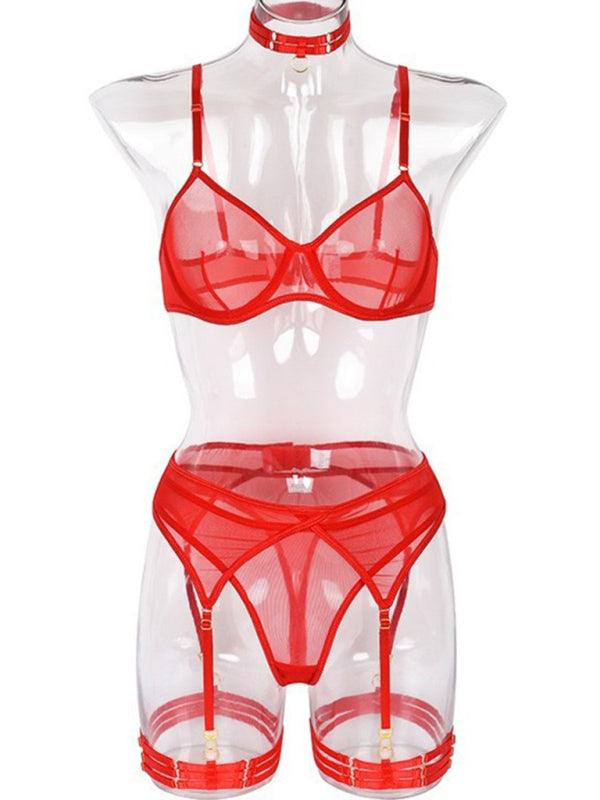 Solid Mesh Ladies Lingerie Set - Lingerie Set - LeStyleParfait