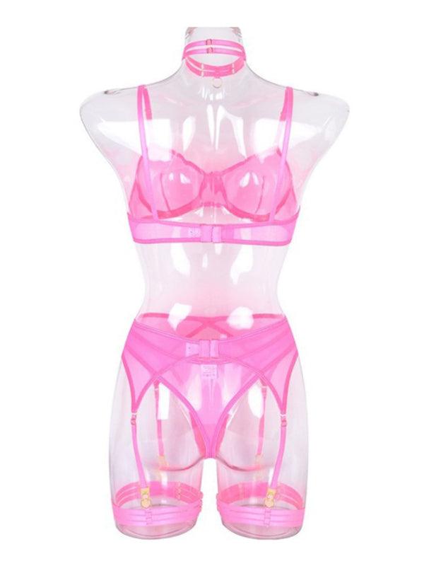 Solid Mesh Ladies Lingerie Set - Lingerie Set - LeStyleParfait