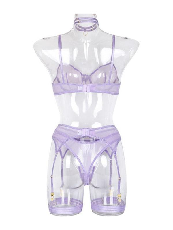 Solid Mesh Ladies Lingerie Set - Lingerie Set - LeStyleParfait