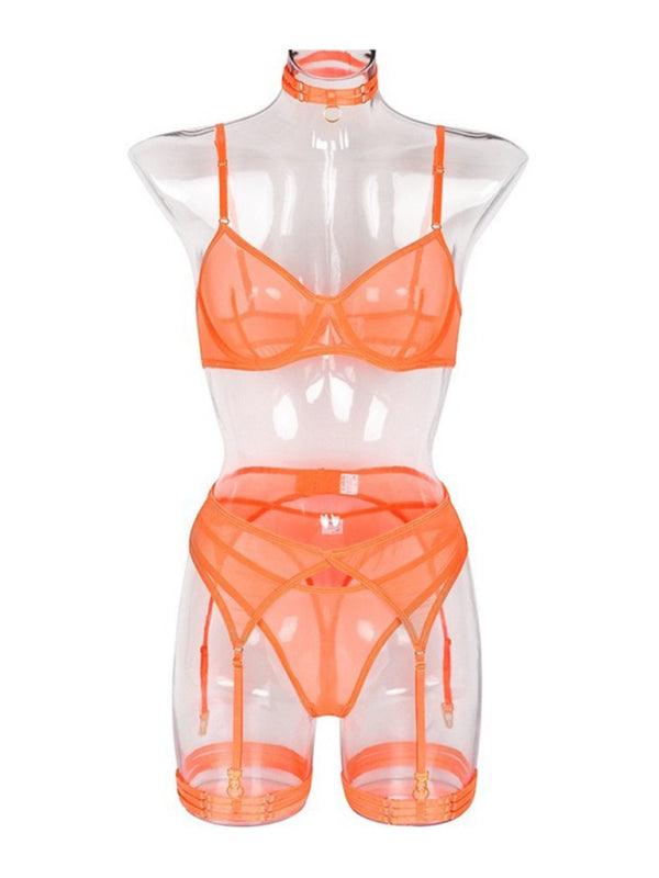 Solid Mesh Ladies Lingerie Set - Lingerie Set - LeStyleParfait