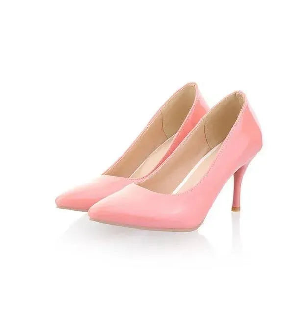 Solid Patent Leather Heeled Pumps Shoes - Pumps Shoes - LeStyleParfait