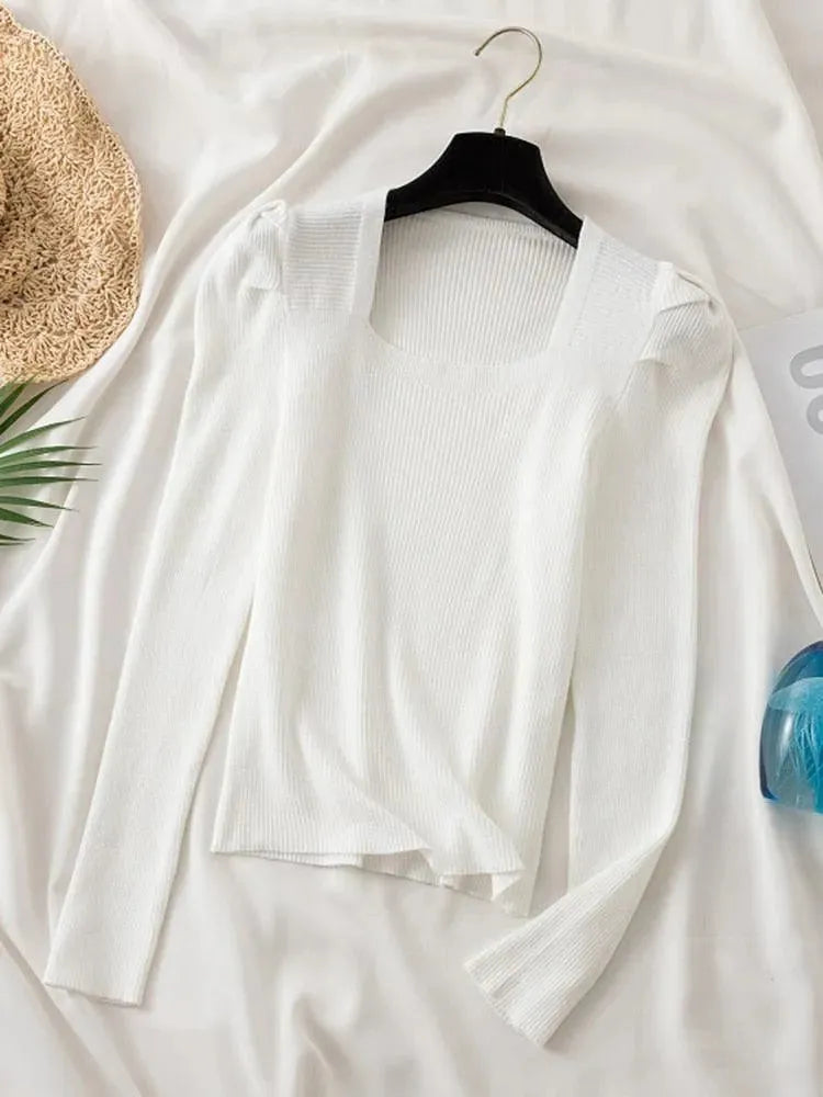 Square Collared Women Knitwear Sweaters - Pullover Sweater - LeStyleParfait