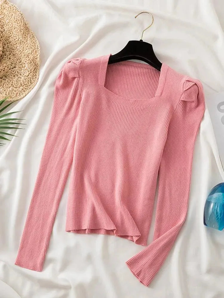 Square Collared Women Knitwear Sweaters - Pullover Sweater - LeStyleParfait