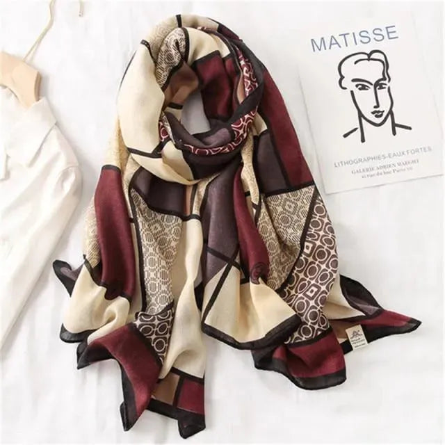 LeStyleParfait Women's Scarves & Shawls Stylish Wrap Scarf Printed Silk Satin -Scarf