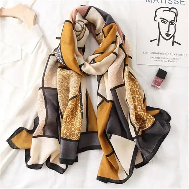 LeStyleParfait Women's Scarves & Shawls Stylish Wrap Scarf Printed Silk Satin -Scarf