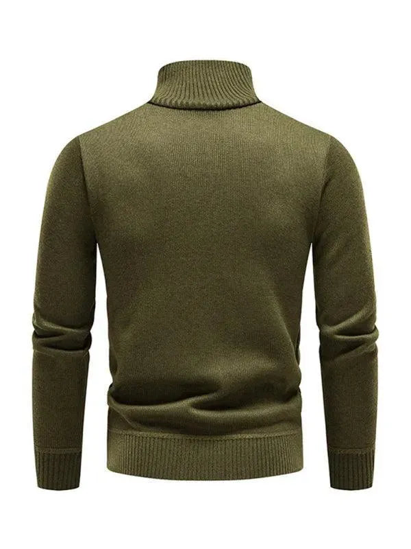 Stand-Up Collar Patchwork Zipper Men Turtleneck Sweater - Pullover Sweater - LeStyleParfait