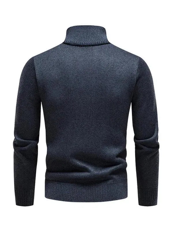 Stand-Up Collar Patchwork Zipper Men Turtleneck Sweater - Pullover Sweater - LeStyleParfait