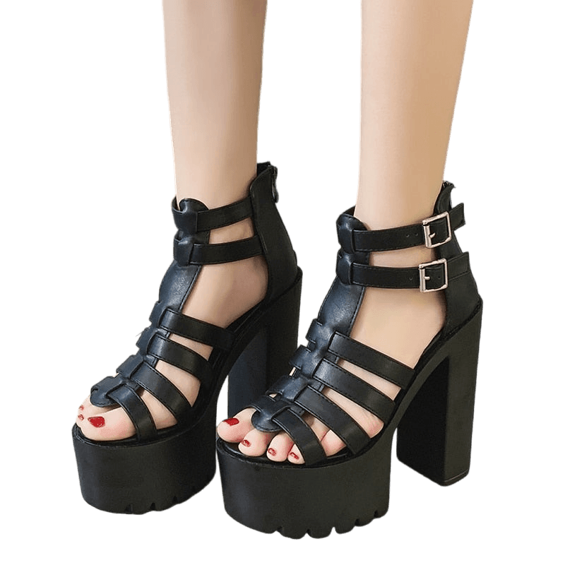 Strappy Roman Platform Heels Sandals - Sandals - LeStyleParfait