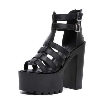 Strappy Roman Platform Heels Sandals - Sandals - LeStyleParfait