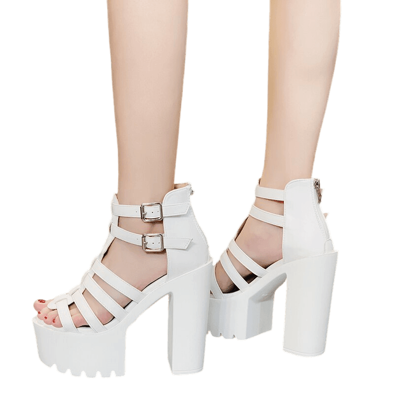 Strappy Roman Platform Heels Sandals - Sandals - LeStyleParfait