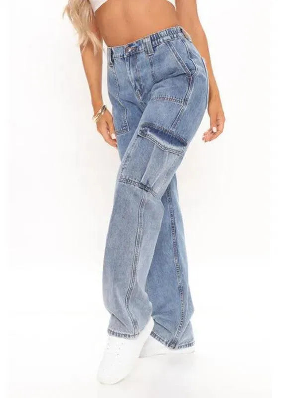 Women Wide Legs Cargo Jeans - Women Jeans - LeStyleParfait