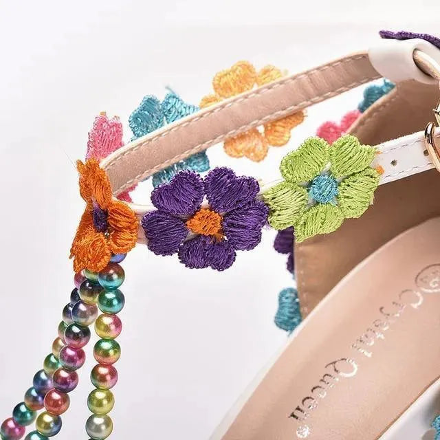 String Bead Lace Wedding Shoes - Sandals - LeStyleParfait