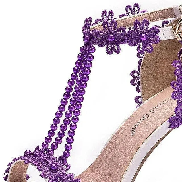 String Bead Lace Wedding Shoes - Sandals - LeStyleParfait