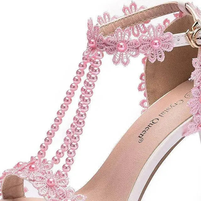 String Bead Lace Wedding Shoes - Sandals - LeStyleParfait