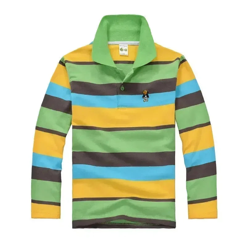 Striped Long Sleeve Polo Shirt for Kids-Polo Shirt-LeStyleParfait