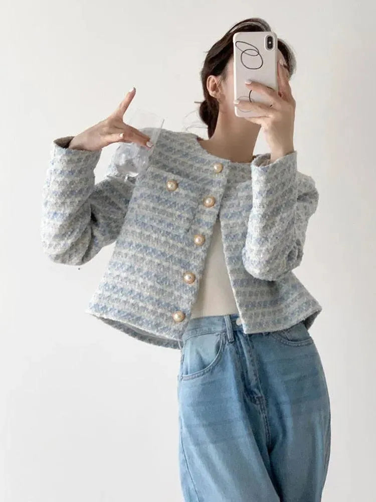 Striped Short Tweed Jacket - Tweed Blazer - LeStyleParfait