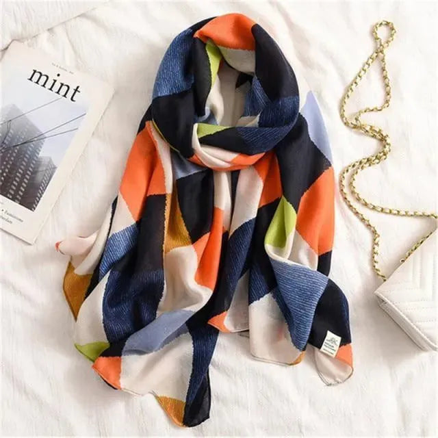 LeStyleParfait Women's Scarves & Shawls Stylish Wrap Scarf Striped-Pinstriped Cotton -Scarf
