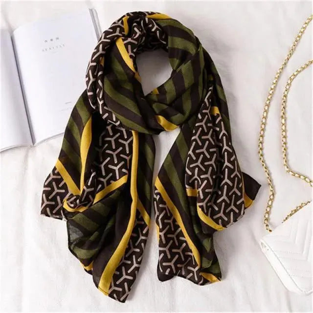 LeStyleParfait Women's Scarves & Shawls Stylish Wrap Scarf Striped-Pinstriped Cotton -Scarf