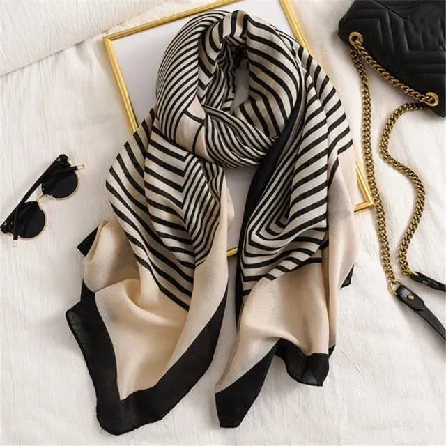 LeStyleParfait Women's Scarves & Shawls Stylish Wrap Scarf Striped-Pinstriped Cotton -Scarf