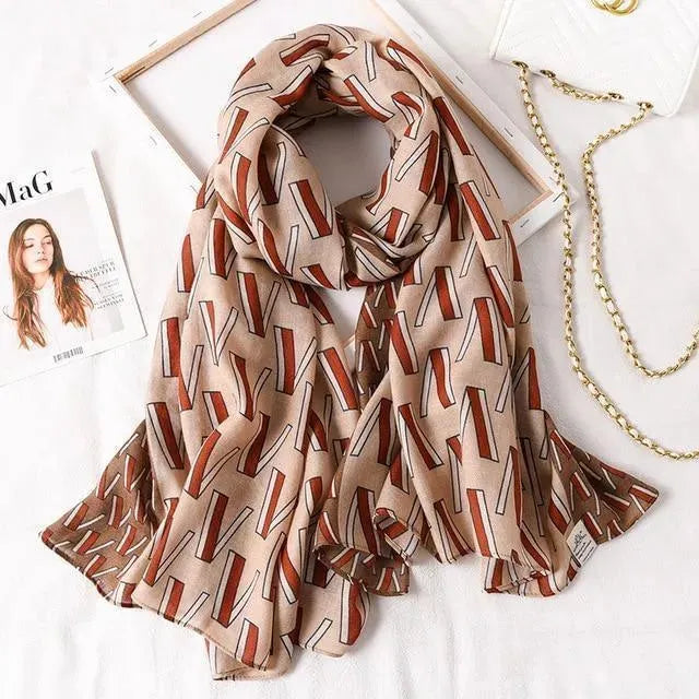 LeStyleParfait Women's Scarves & Shawls Stylish Wrap Scarf Striped-Pinstriped Cotton -Scarf