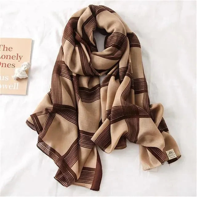 LeStyleParfait Women's Scarves & Shawls Stylish Wrap Scarf Striped-Pinstriped Cotton -Scarf