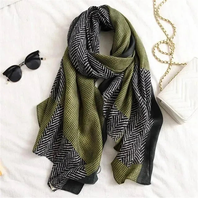 LeStyleParfait Women's Scarves & Shawls Stylish Wrap Scarf Striped-Pinstriped Cotton -Scarf