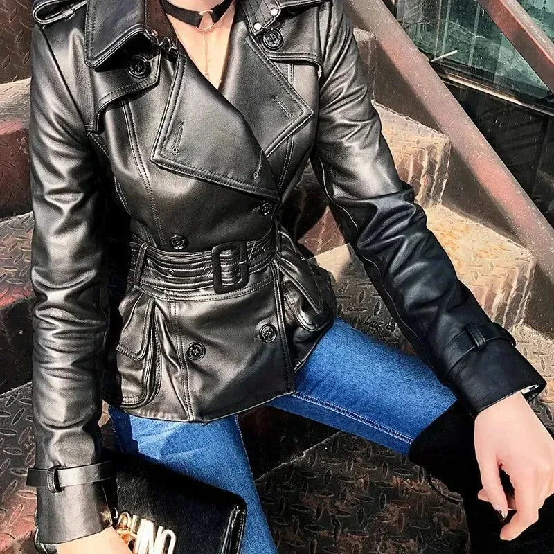 Stylish Chic Leather Women Coat - Coat - LeStyleParfait