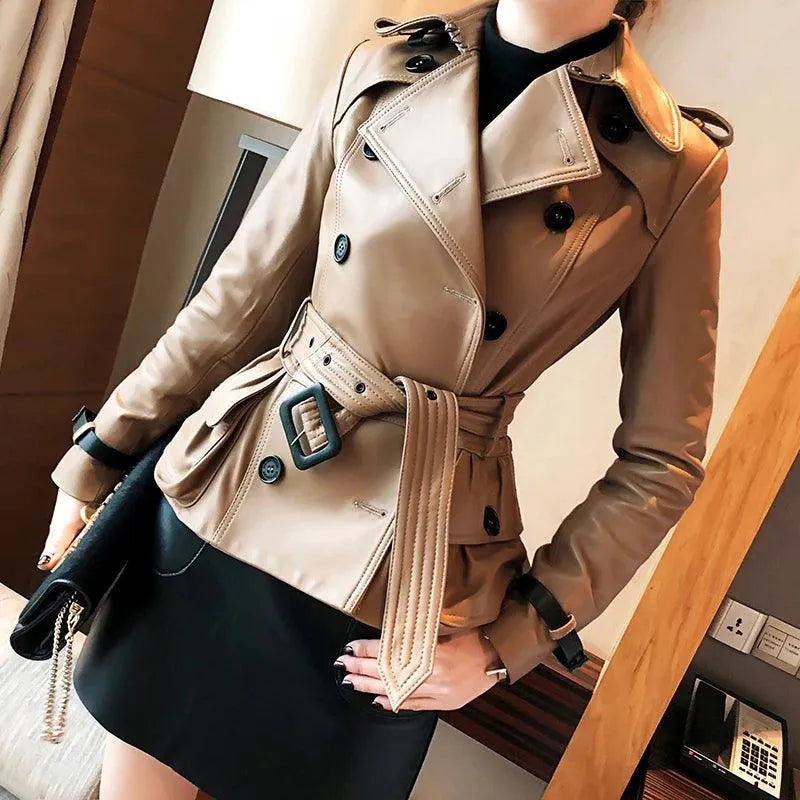 Stylish Chic Leather Women Coat-Women Coats-LeStyleParfait