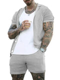 Stylish Mesh Short Sleeve Two-Piece Set - Solid Casual Shorts Two-Piece Set - LeStyleParfait