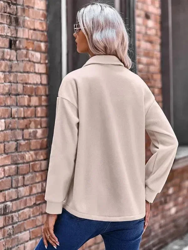 Stylish Patchwork V-Neck Women Coat - Coat - LeStyleParfait