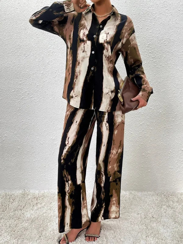 Stylish Women Abstract Print Two-Piece Set