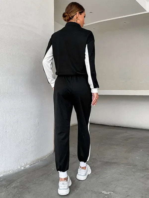 Stylish Women Colorblock Jogger Two-Piece Set - Colorblock Jogger Set - LeStyleParfait