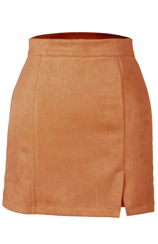 Suede High Waist A-Line Mini Skirt - A-Line Mini Skirt - LeStyleParfait