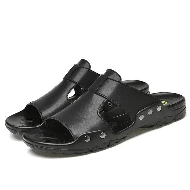 Summer Slip On Leather Sandals - Sandals - LeStyleParfait