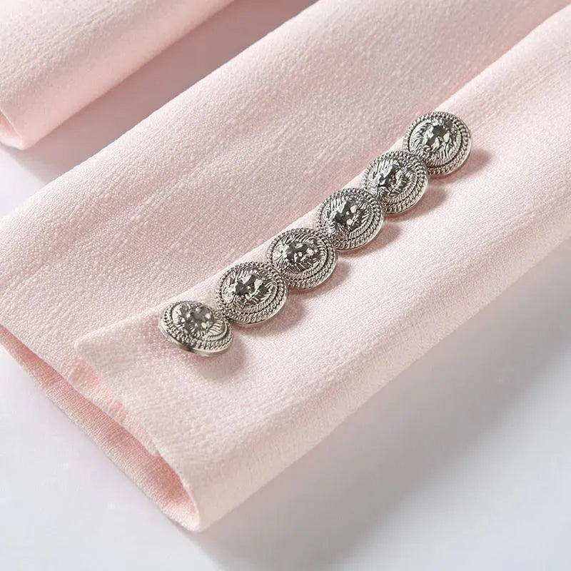 The Conscientiousness Pink Blazer Women - Formal-Business - Plain-Solid - Double-Breasted Blazer - LeStyleParfait