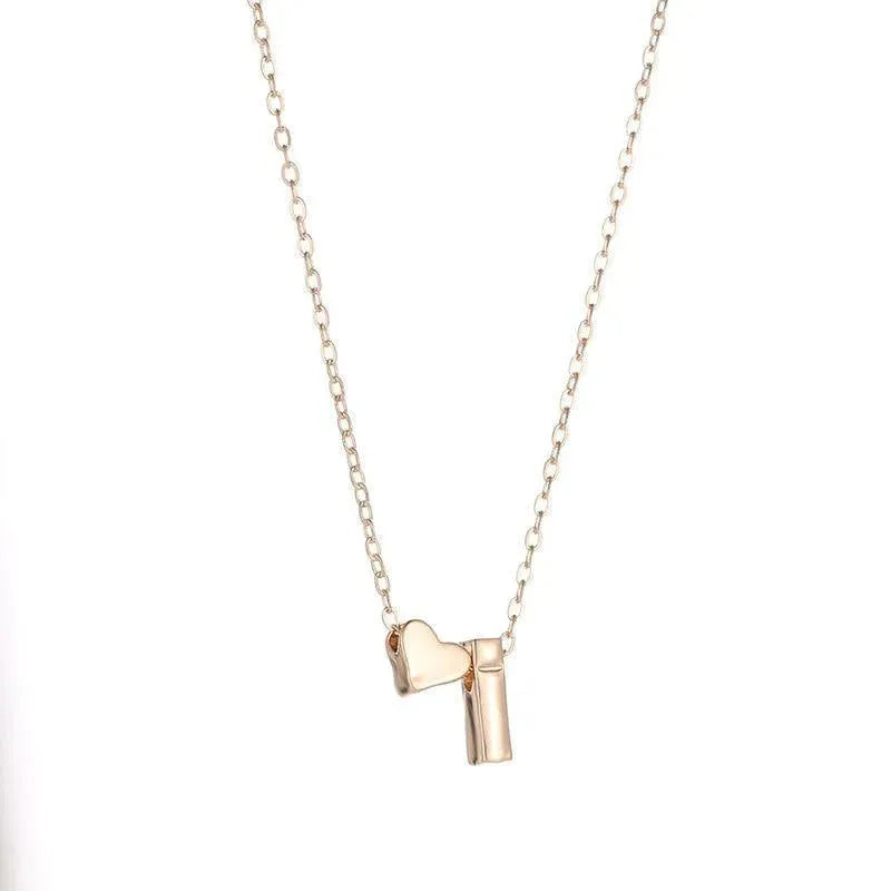 Tiny Heart and Initial Letter Pendant Necklace - Pendant Necklace - LeStyleParfait