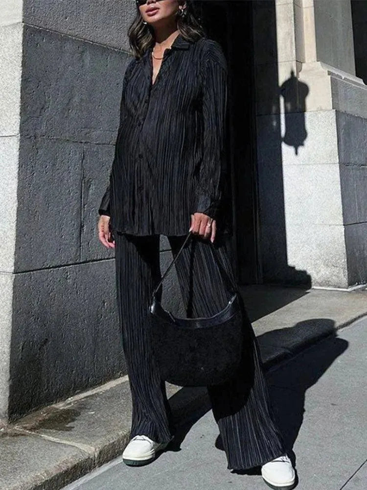 Pleated Oversized Pants - Women Pants - LeStyleParfait