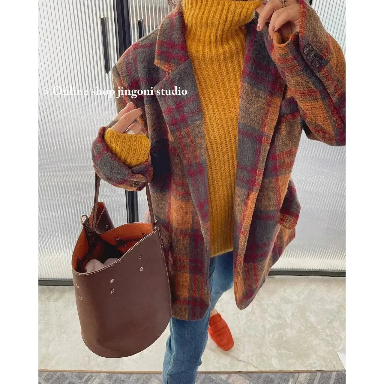 Trendy Plaid Loose Women Coat - Coat - LeStyleParfait