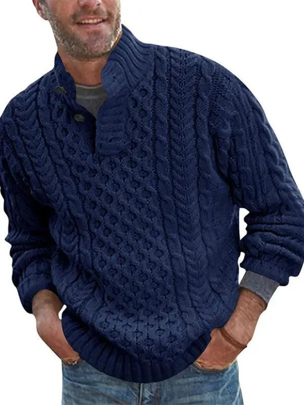 Turtle Collar Knitted Men Sweater - Pullover Sweater - LeStyleParfait