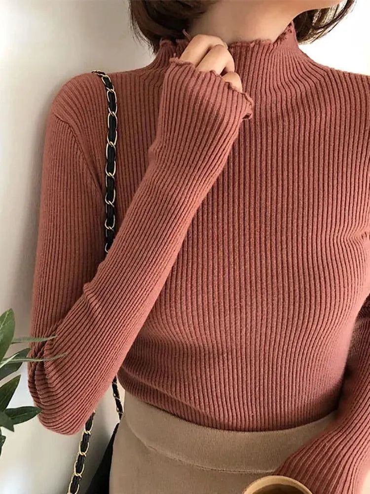 Turtleneck Women Knitted Sweater - Pullover Sweater - LeStyleParfait