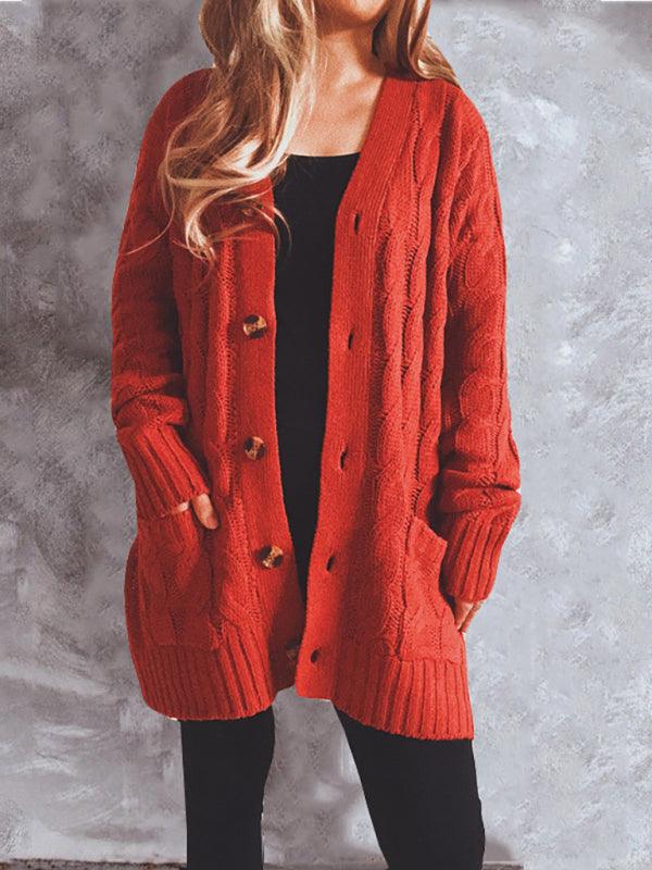 Twist Pocket Long Women Cardigan Sweater - Cardigan Sweater - LeStyleParfait