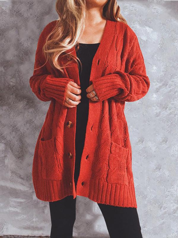 Twist Pocket Long Women Cardigan Sweater - Cardigan Sweater - LeStyleParfait