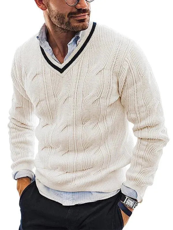 V-Neck Slim Fit Men Pullover Sweater - Pullover Sweater - LeStyleParfait