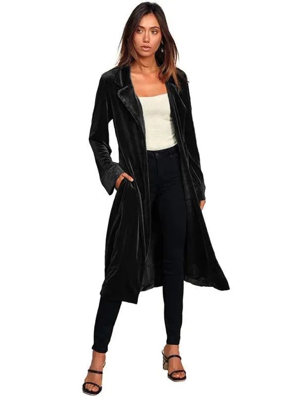 Velvet Long Blazer Women Coat - Velvet Coat - LeStyleParfait