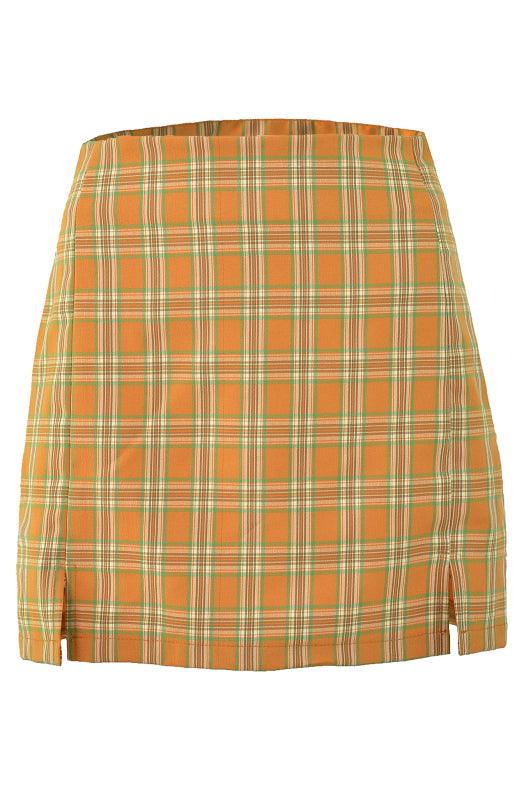 Versatile Hip Wrap Split High Waist Plaid Skirt - - LeStyleParfait