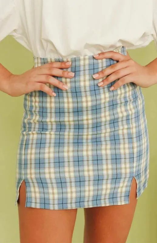 LeStyleParfait Women Skirts Ladies Sexy Mini Skirt Plaid Drawstring-Elastic Waist-Plaid Skirt