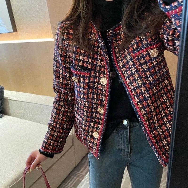 Weave Plaid Tweed Jacket Women - Tweed Blazer - LeStyleParfait